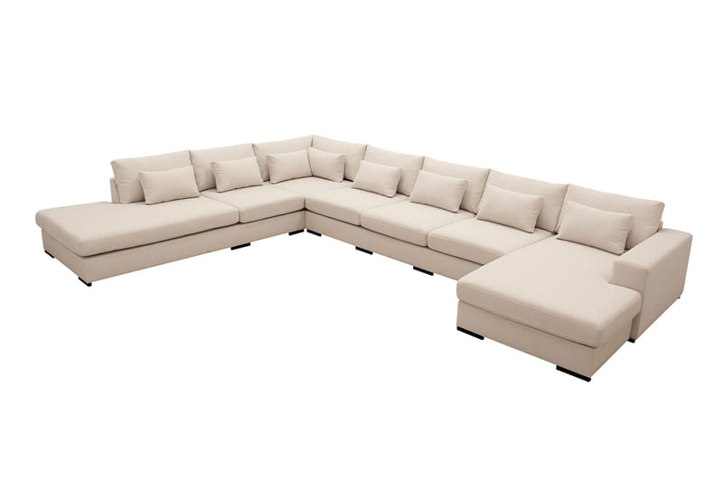 Grande Stor 7-personers U-Sofa med Divan Højre - Beige Stof - Møbler - Sofaer - Modulsofaer - Komplet modulsofa