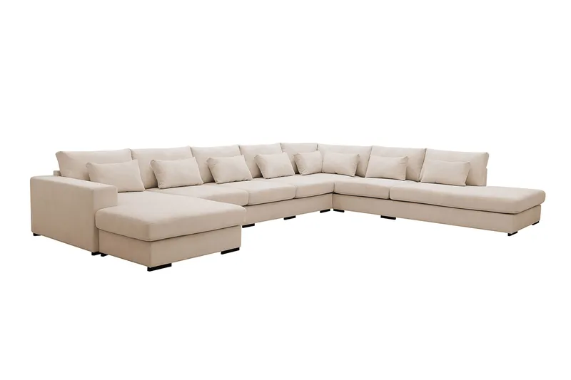 Grande Stor 7-personers U-Sofa med Divan Venstre - Beige Manchester - Møbler - Sofaer - Modulsofaer - Komplet modulsofa