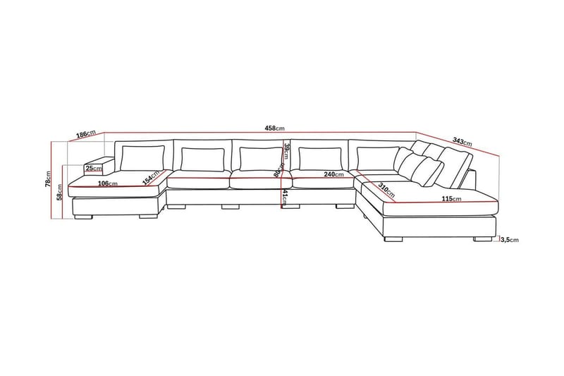 Grande Stor 7-personers U-Sofa med Divan Venstre - Beige Manchester - Møbler - Sofaer - U Sofa