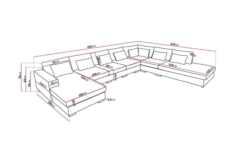 Grande Stor 7-personers U-Sofa med Divan Venstre - Beige Manchester - Møbler - Sofaer - U Sofa