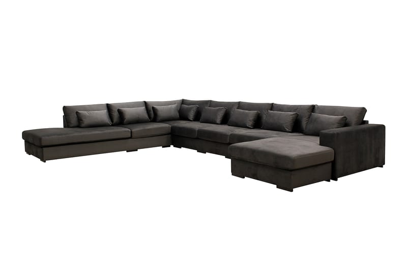 Grande Stor 7-personers U-Sofa med Divan Højre - Mørkegrå Fløjl - Møbler - Sofaer - U Sofa