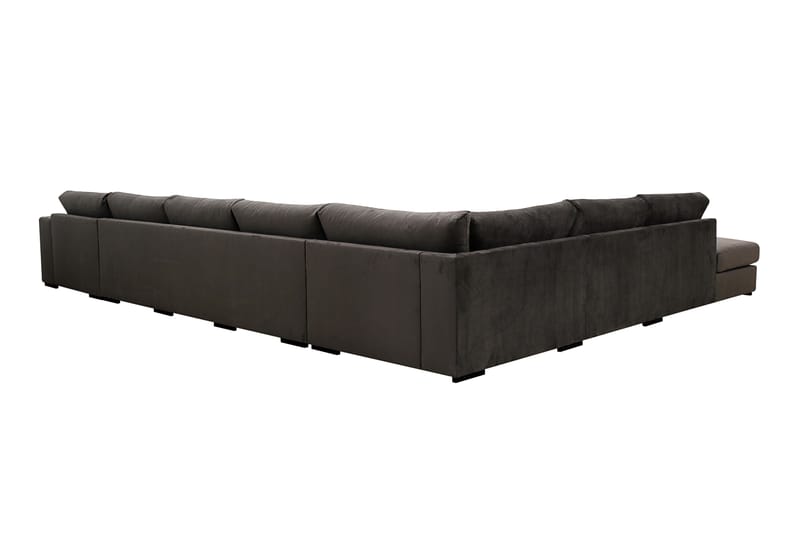 Grande Stor 7-personers U-Sofa med Divan Højre - Mørkegrå Fløjl - Møbler - Sofaer - U Sofa