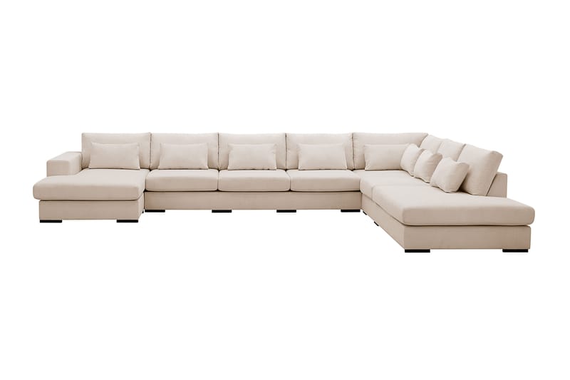 Grande Stor 7-personers U-Sofa med Divan Venstre, Beige Manchester