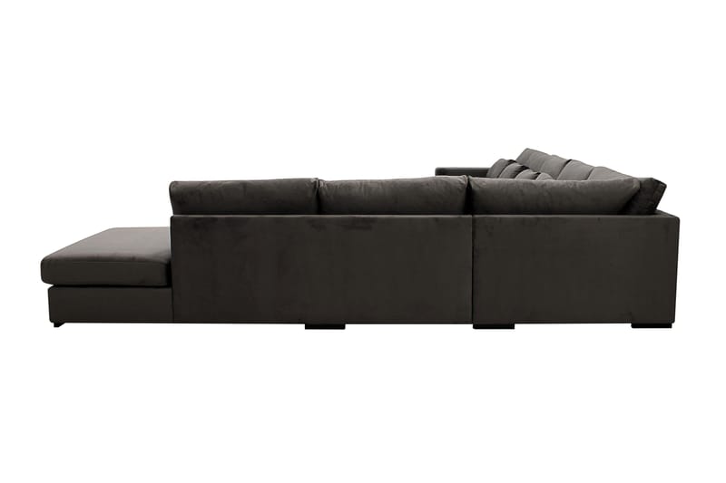 Grande Stor 7-personers U-Sofa med Divan Venstre - Mørkegrå Fløjl - Møbler - Sofaer - U Sofa