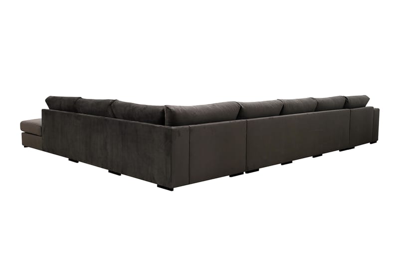 Grande Stor 7-personers U-Sofa med Divan Venstre - Mørkegrå Fløjl - Møbler - Sofaer - U Sofa