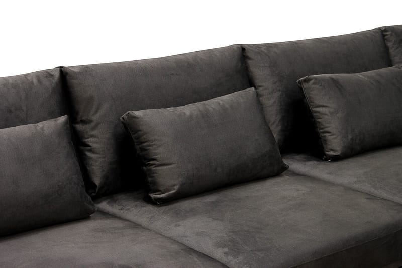 Grande Stor 7-personers U-Sofa med Divan Venstre - Mørkegrå Fløjl - Møbler - Sofaer - U Sofa