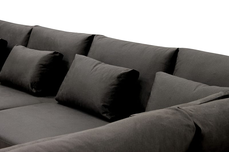 Grande Stor 7-personers U-Sofa med Divan Venstre - Mørkegrå Fløjl - Møbler - Sofaer - U Sofa