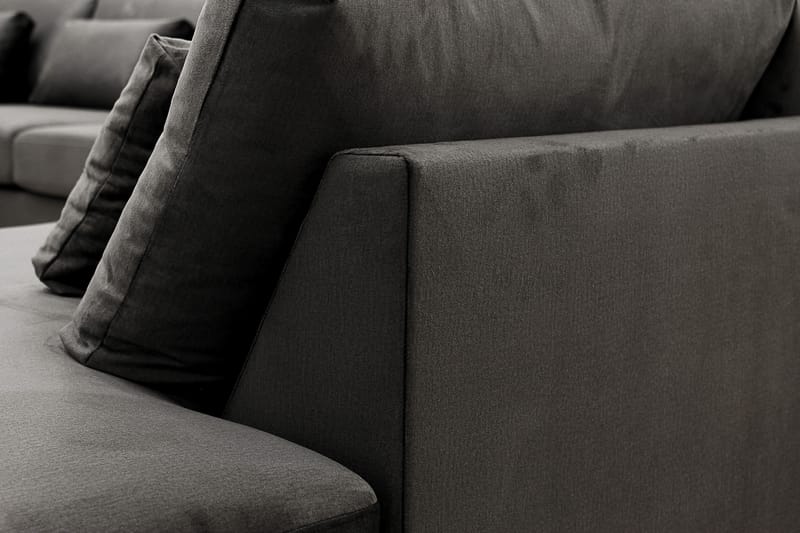 Grande Stor 7-personers U-Sofa med Divan Venstre - Mørkegrå Fløjl - Møbler - Sofaer - U Sofa