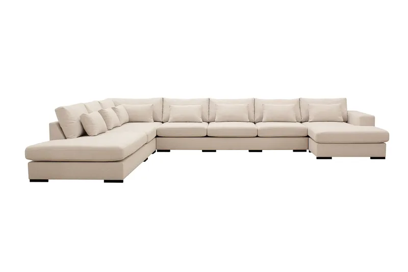 Grande Stor 7-personers U-Sofa med Divan Højre - Beige Stof - Møbler - Sofaer - Modulsofaer - Komplet modulsofa