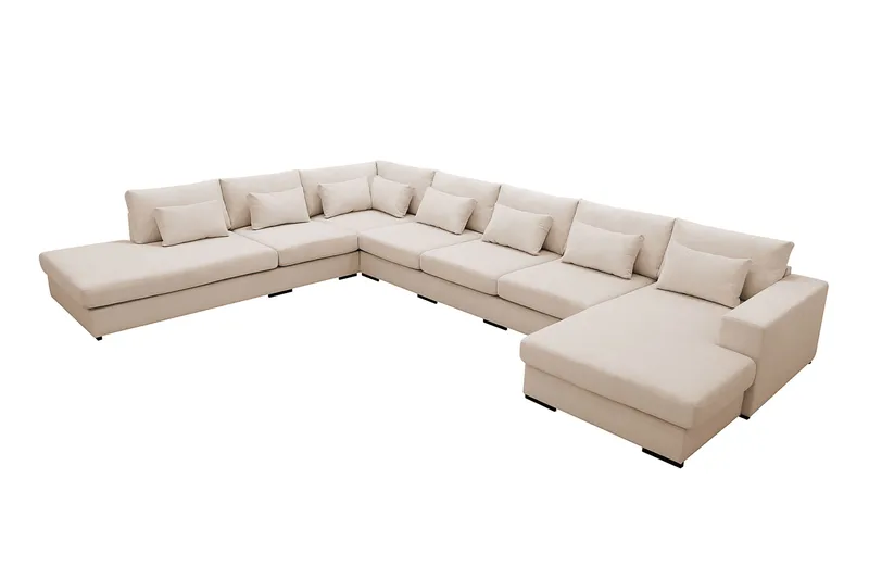Grande Stor 7-personers U-Sofa med Divan Højre - Beige Manchester - Møbler - Sofaer - Modulsofaer - Komplet modulsofa