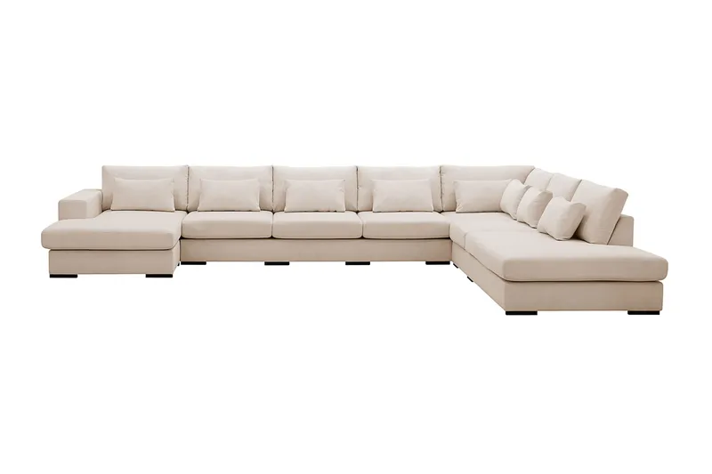 Grande Stor 7-personers U-Sofa med Divan Venstre - Beige Manchester - Møbler - Sofaer - Modulsofaer - Komplet modulsofa