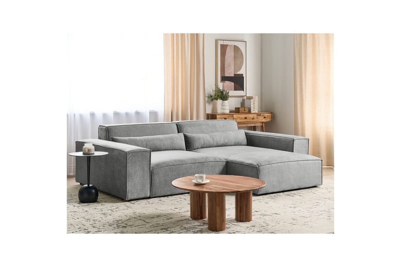 Hörnsoffa Beliani Hellnar Beige, Högervänd Grey Right-faced - Møbler - Sofaer - Sofagrupper