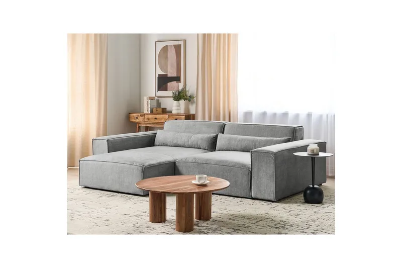 Hörnsoffa Beliani Hellnar Beige, Högervänd NO_BRAND Grey Left-faced - Møbler - Sofaer - Sofagrupper