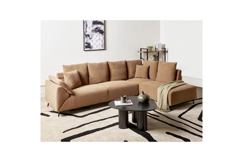 Hörnsoffa Beliani Lunner Beige, svart NO_BRAND Brown||Black - Møbler - Sofaer - Sofagrupper