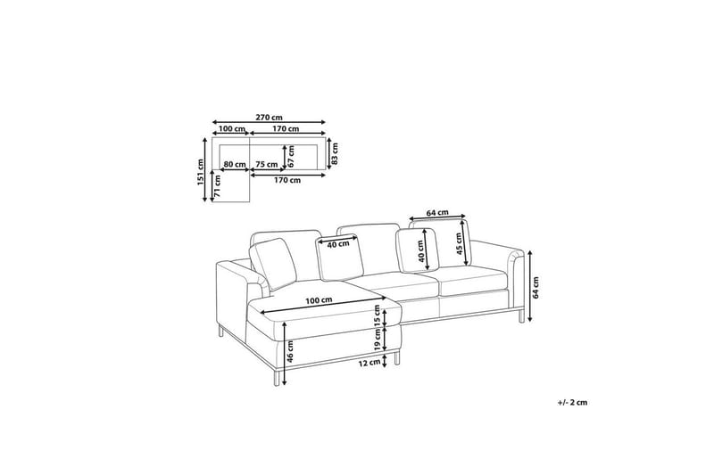 Hörnsoffa Beliani Oslo Högervänd Left-faced - Møbler - Sofaer - Sofa med chaiselong