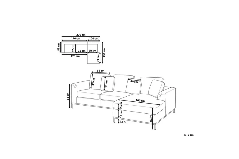 Hörnsoffa Beliani Oslo Högervänd Right-faced - Møbler - Sofaer - Sofa med chaiselong