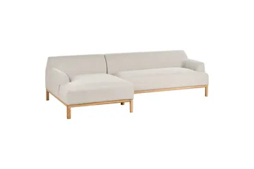Hörnsoffa Beliani Sosjo Beige, ljust trä, Högervänd Beige||Light colored wood Left-faced - Møbler - Sofaer - Sofa med chaiselong