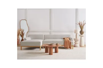 Hörnsoffa Beliani Sosjo Beige, ljust trä, Högervänd Beige||Light colored wood Left-faced - Møbler - Sofaer - Sofa med chaiselong