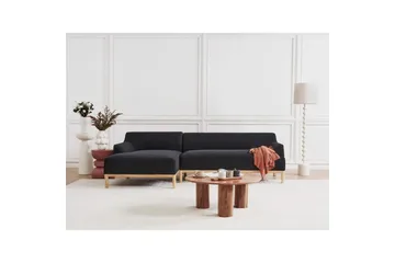 Hörnsoffa Beliani Sosjo Beige, ljust trä, Högervänd Black||Light colored wood Left-faced - Møbler - Sofaer - Sofa med chaiselong