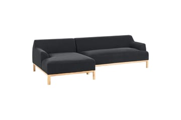 Hörnsoffa Beliani Sosjo Beige, ljust trä, Högervänd Black||Light colored wood Left-faced - Møbler - Sofaer - Sofa med chaiselong