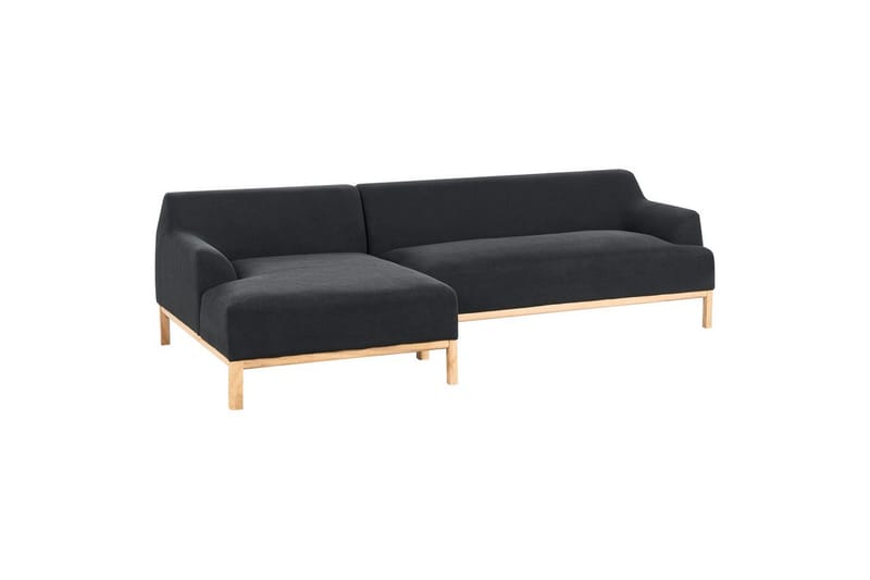Hörnsoffa Beliani Sosjo Beige, ljust trä, Högervänd Black||Light colored wood Left-faced - Møbler - Sofaer - Sofa med chaiselong