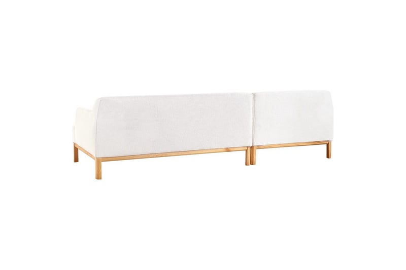 Hörnsoffa Beliani Sosjo Beige, ljust trä, Högervänd White||Light colored wood Left-faced - Møbler - Sofaer - Sofa med chaiselong