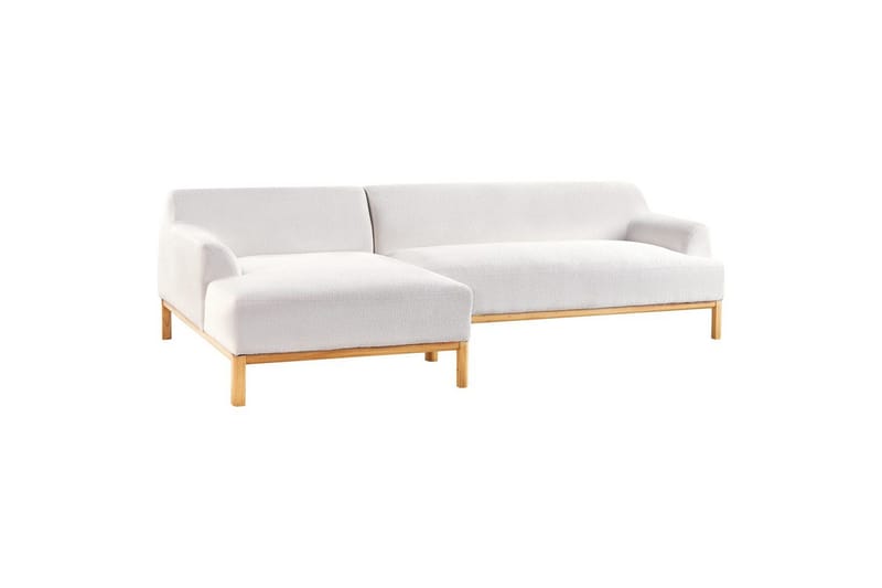 Hörnsoffa Beliani Sosjo Beige, ljust trä, Högervänd White||Light colored wood Left-faced - Møbler - Sofaer - Sofa med chaiselong