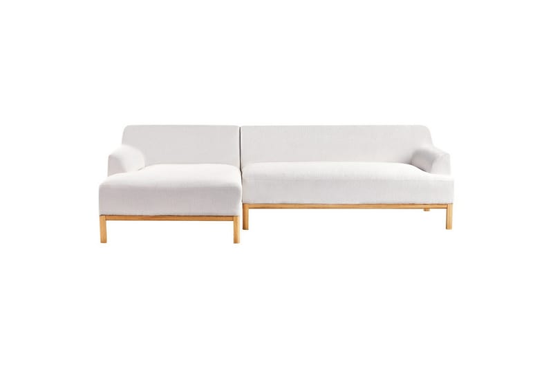 Hörnsoffa Beliani Sosjo Beige, ljust trä, Högervänd White||Light colored wood Left-faced - Møbler - Sofaer - Sofa med chaiselong