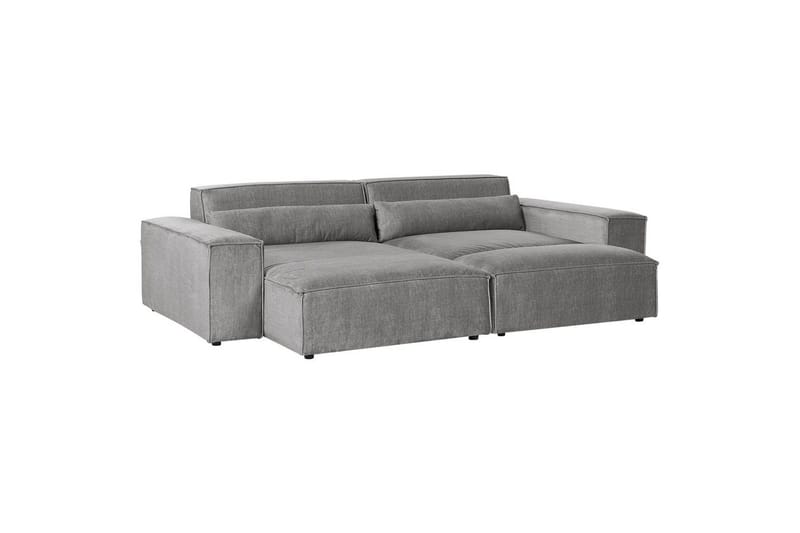 Hörnsoffa med fotpall Hellnar Grå, Högervänd NO_BRAND Grey Left-faced - Møbler - Sofaer - Sofa med chaiselong