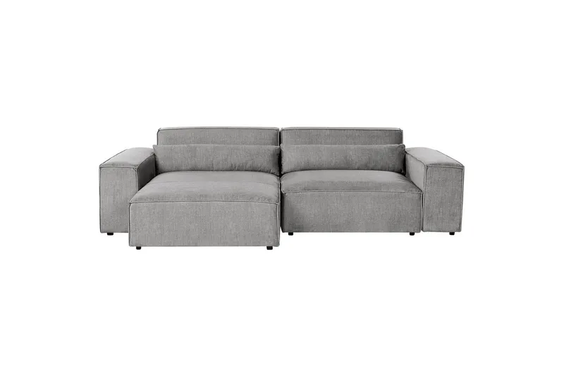Hörnsoffa med fotpall Hellnar Grå, Högervänd NO_BRAND Grey Left-faced - Møbler - Sofaer - Sofa med chaiselong
