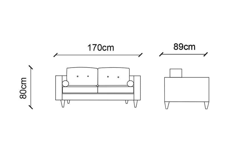 Halic 2-personers sofa - 2 personers sofa