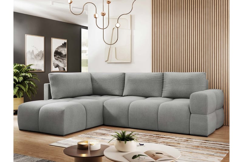 Hardam Sovesofa med Chaiselong 3-personers i Chenille - Grå - Møbler - Sofaer - Sovesofaer