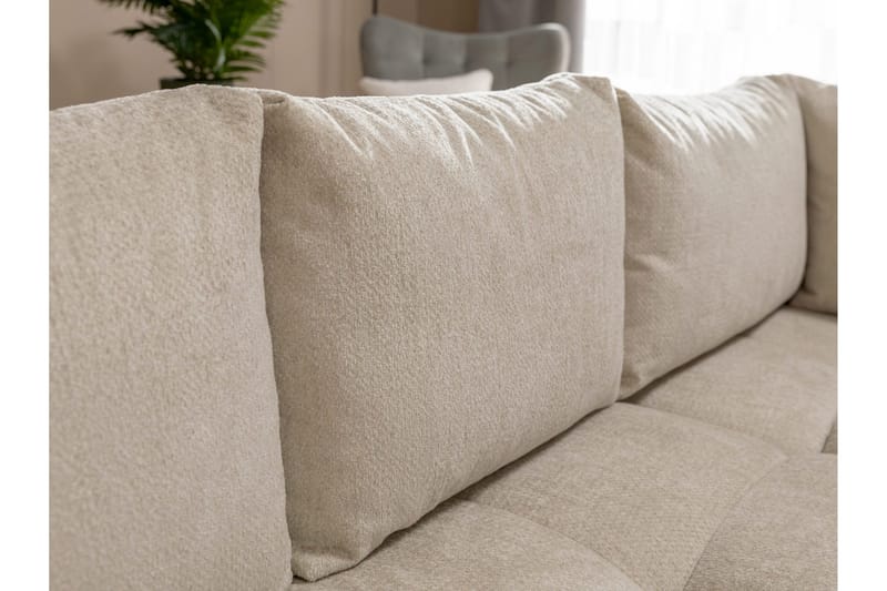 Hardam Sovesofa med Chaiselong 3-personers i Chenille - Beige - Møbler - Sofaer - Sovesofaer