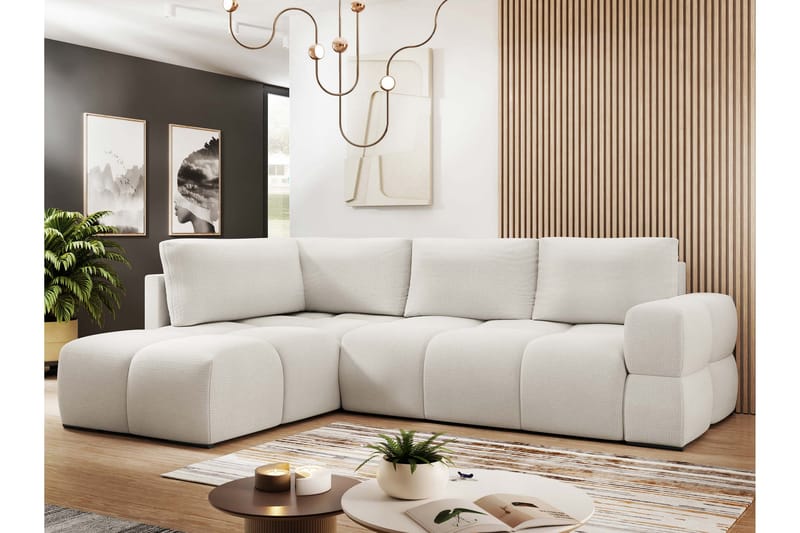 Hardam Sovesofa med Chaiselong 3-personers i Chenille - Lysegrå - Møbler - Sofaer - Sovesofaer