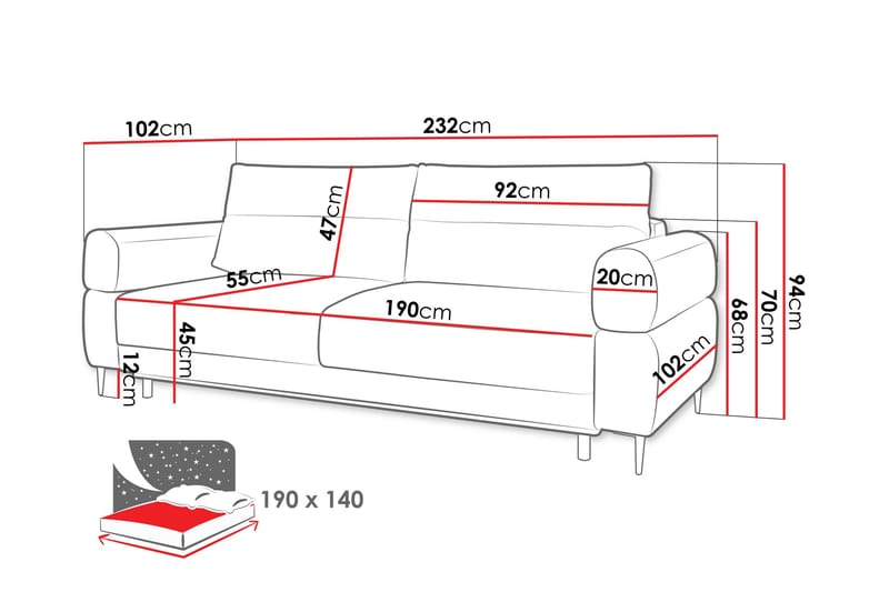 Hawara Sovesofa 2-Personers - Beige - Møbler - Sofaer - Sovesofaer