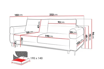 Hawara Sovesofa 2-Personers - Grå - Møbler - Sofaer - Sovesofaer