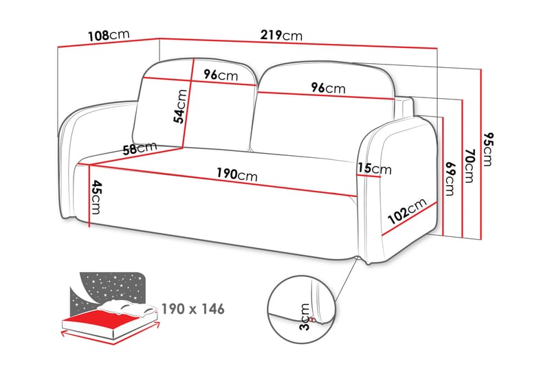 Hemanti Sovesofa 2-Personers - Grå - Møbler - Sofaer - Sovesofaer