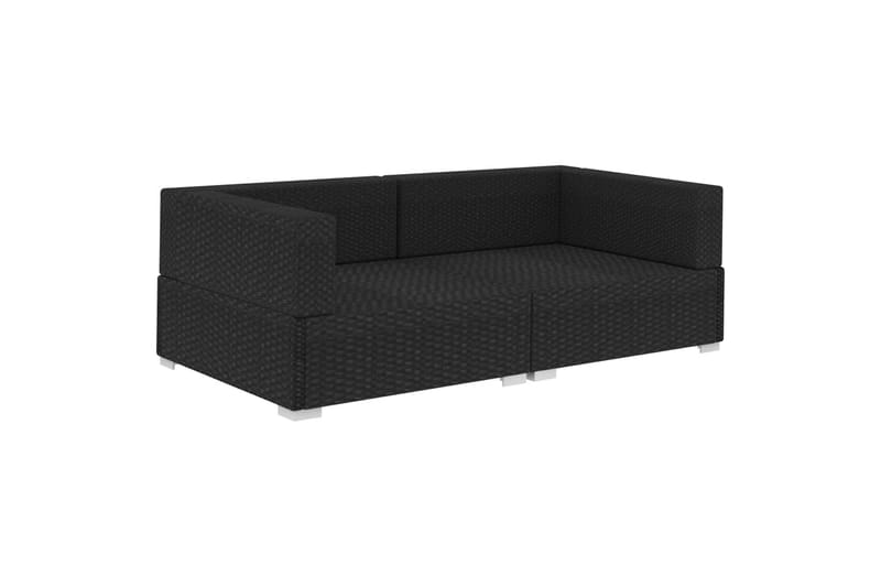hjørnesæde til sofa med hynder 2 stk. polyrattan sort - Sort - Havemøbler - Loungemøbler - Loungesofaer