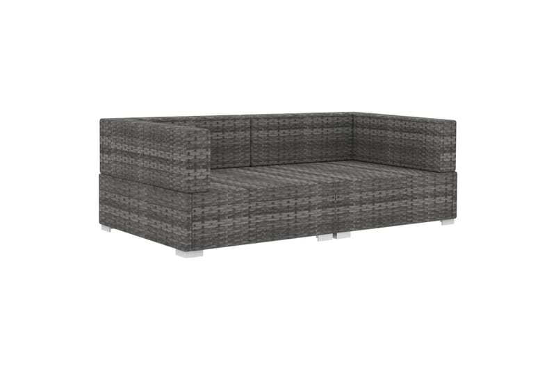 hjørnesæde til sofa med hynder 2 stk. polyrattan grå - Grå - Havemøbler - Loungemøbler - Loungesofaer