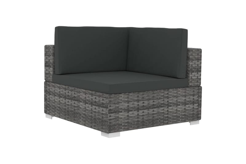hjørnesæde til sofa med hynder 2 stk. polyrattan grå - Grå - Havemøbler - Loungemøbler - Loungesofaer