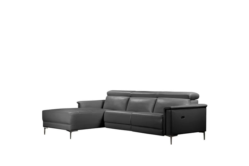 Hjørnesofa 3-personers Lund Grå, PU, Venstre Elektrisk Tilbagelæner - Grå, PU, Venstre Elektrisk Tilbagelæner - Møbler - Sofaer - Lædersofaer