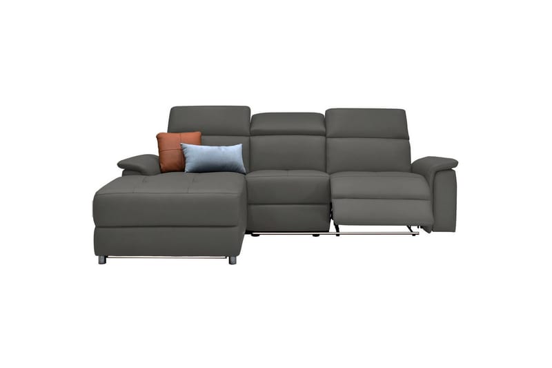 Hjørnesofa 3-personers Pareli Grå, Læder/PU, Venstre Manuel Tilbagelæner - Grå, Læder/PU, Venstre Manuel Tilbagelæner - Møbler - Sofaer - Lædersofaer