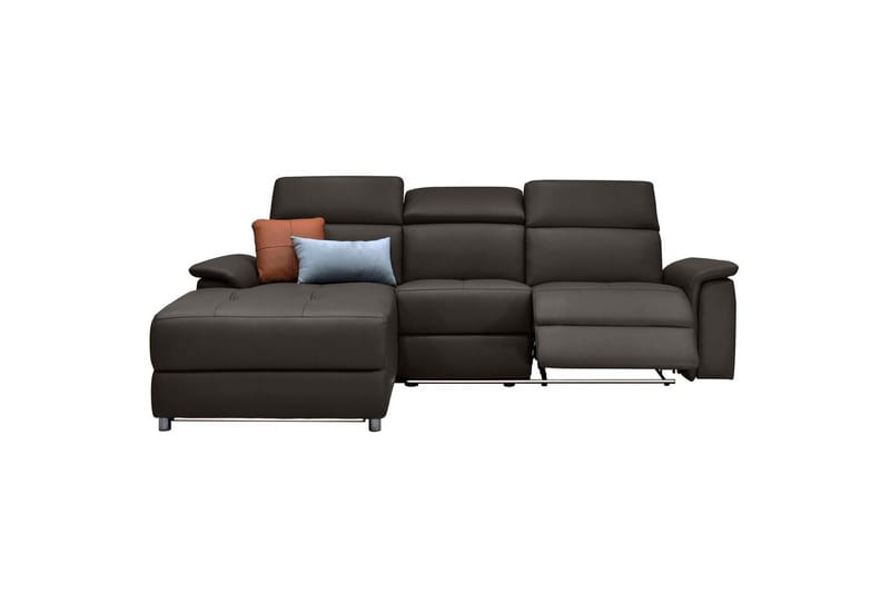Hjørnesofa 3-personers Pareli Brun, Læder/PU, Venstre Elektrisk Tilbagelæner - Brun, Læder/PU, Venstre Elektrisk Tilbagelæner - Møbler - Sofaer - Lædersofaer