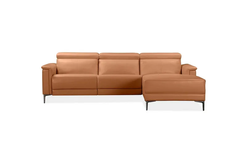 Hjørnesofa 3-personers Lund Cognac, PU, Højre elektrisk liggestol - Cognac, PU, Højre elektrisk liggestol - Møbler - Sofaer - Lædersofaer