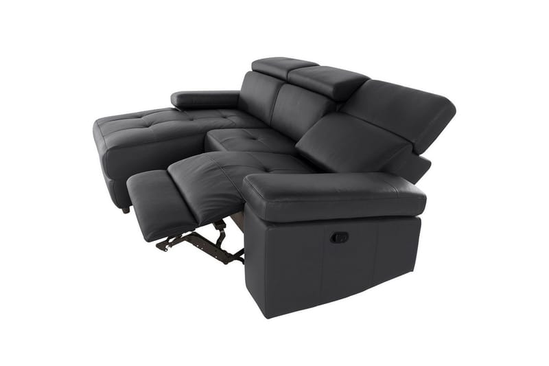 Hjørnesofa 3-personers Rayland Sort, PU, Venstre Manuel Tilbagelæner - Sort, PU, Venstre Manuel Tilbagelæner - Møbler - Sofaer - Lædersofaer