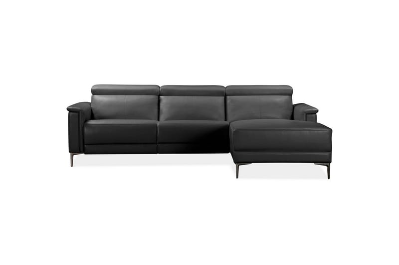 Hjørnesofa 3-personers Lund Sort, PU, Højre elektrisk liggestol - Sort, PU, Højre elektrisk liggestol - Møbler - Sofaer - Lædersofaer