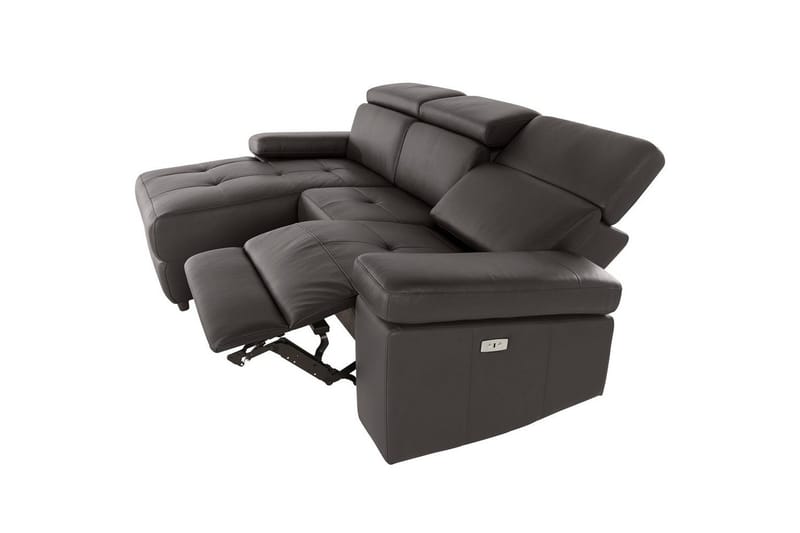 Hjørnesofa 3-personers Rayland Brun, PU, Venstre Elektrisk Tilbagelæner - Brun, PU, Venstre Elektrisk Tilbagelæner - Møbler - Sofaer - Lædersofaer