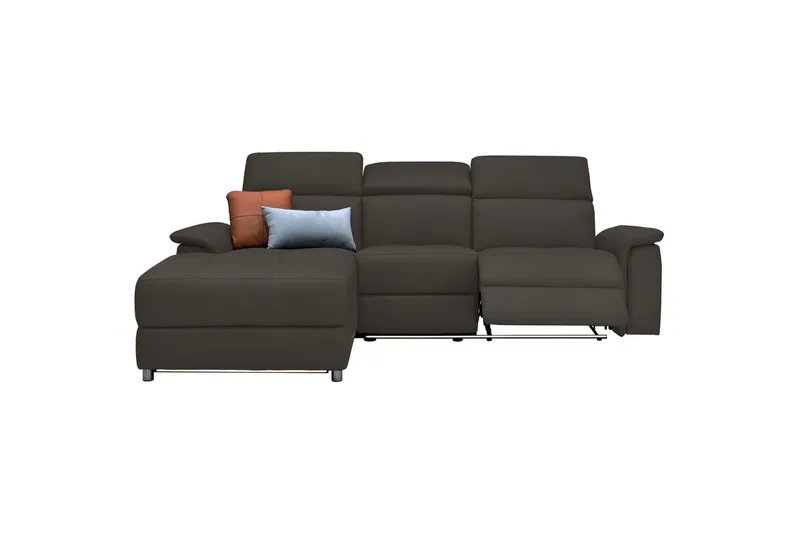 Hjørnesofa 3-personers Pareli Brun, Læder/PU, Venstre Manuel Tilbagelæner - Brun, Læder/PU, Venstre Manuel Tilbagelæner - Møbler - Sofaer - Lædersofaer