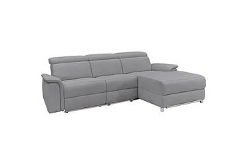 Hjørnesofa 3-personers Pareli Grå, Sandstof, Venstre Elektrisk Tilbagelæner