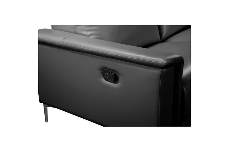 Hjørnesofa 3-personers Lund Sort, Læder/PU, Højre manuel liggestol - Sort, Læder/PU, Højre manuel liggestol - Møbler - Sofaer - Lædersofaer